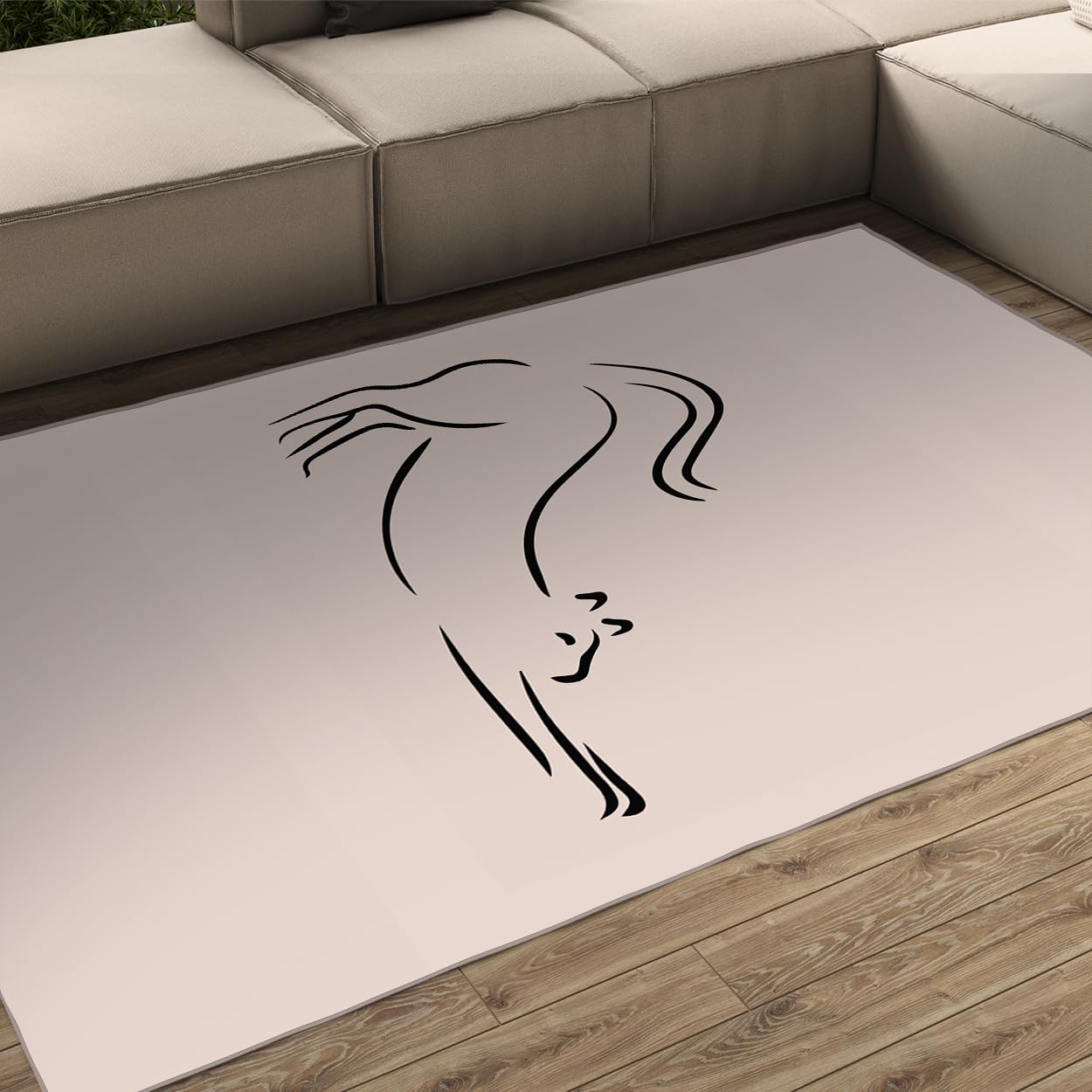 Tapis lavable chat étirant beige pour éliminer le stress des taches sur le sol du salon