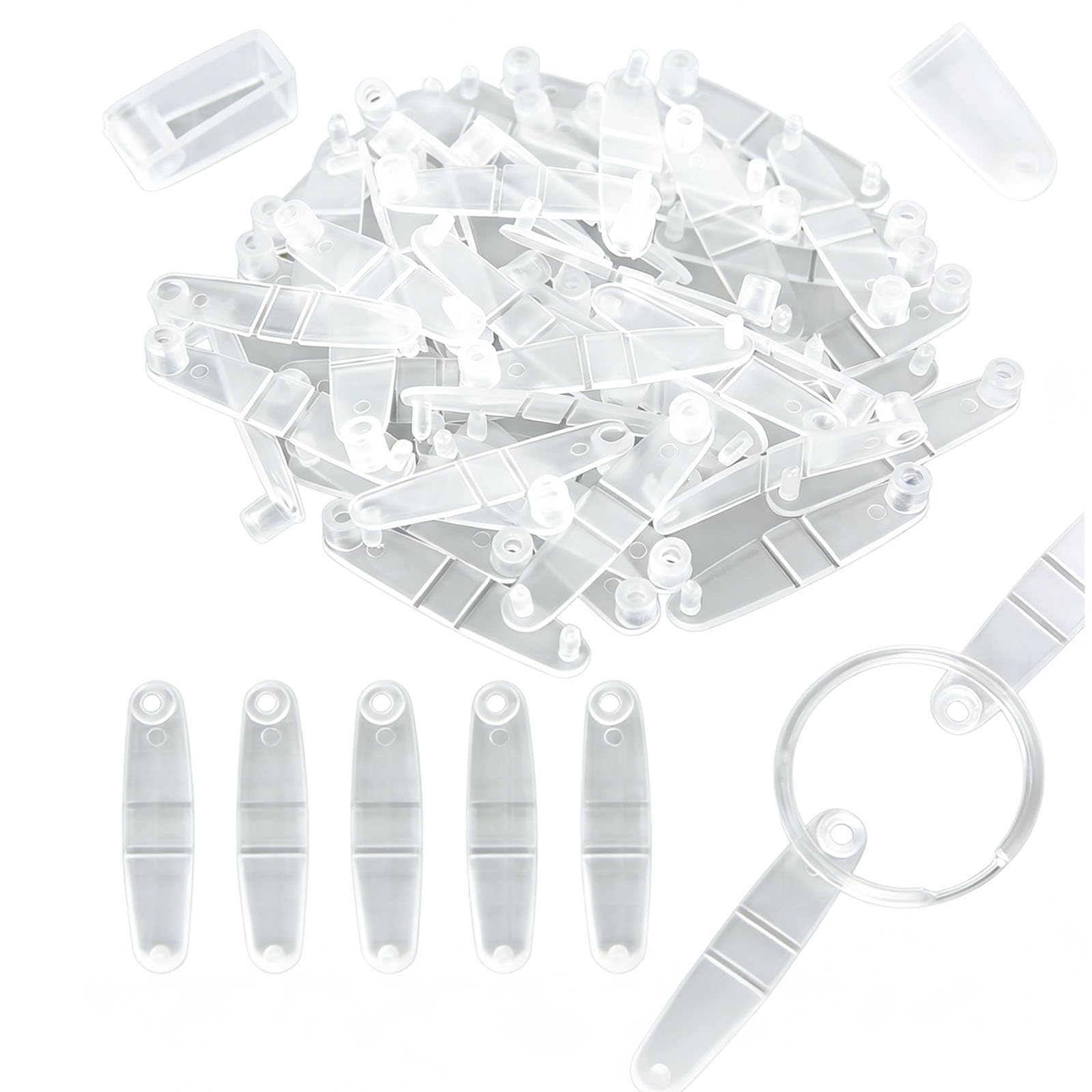 ChainYao 100 Pack Clear Acrylic Keychain Connector Clips, Small Transparent Snap Hook Fasteners, Bulk Plastic Snap Clips for ID Badges, DIY Crafts, Jewelry Making, Keys & Organizing