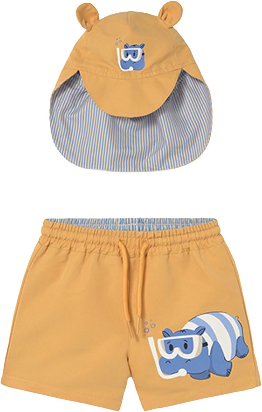 Mayoral Swimsuit Set with Swim Cap for Baby-Boys Peach