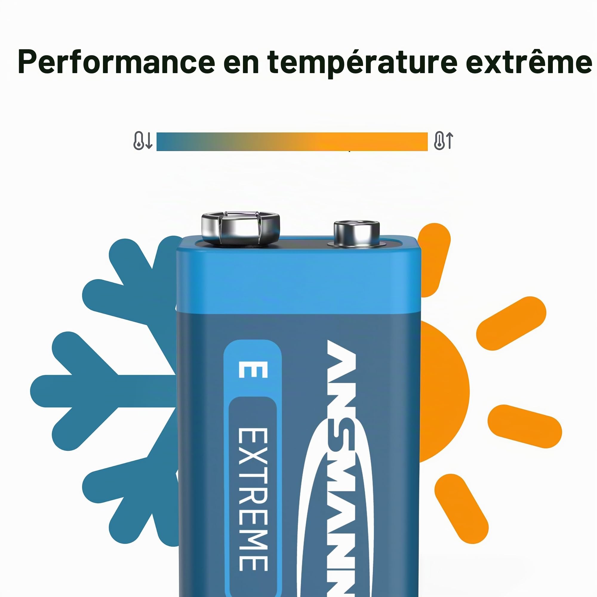 ANSMANN Piles Lithium 9V 6AM6 (Lot de 5) – Piles spéciales pour détecteur de fumée et Autre système d'alarme – Piles 9V résistantes, fiables et à Longue durée de Vie
