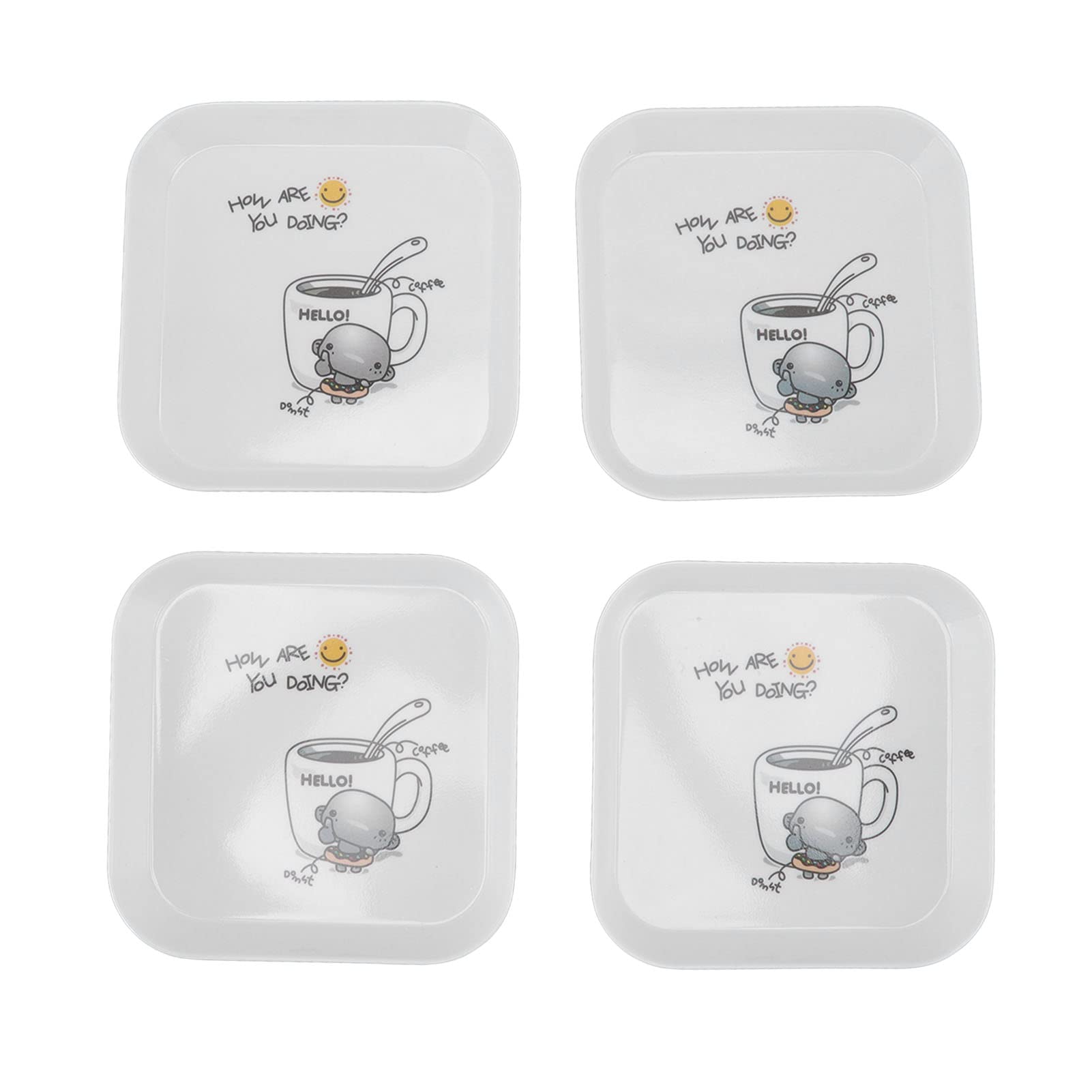 4 Pièces Assiettes à Collation Carrées 15cm - Mini Plateaux Service Café Fruits Desserts