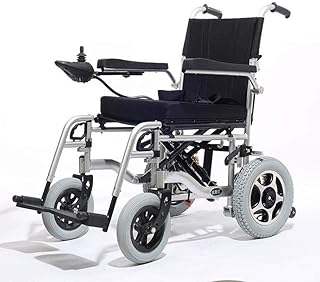 Wtbew-u Silla de Ruedas eléctrica, Aluminio Plegable Silla de Ruedas eléctrica Plegable Ligero Llevar Silla de Ruedas eléctrica con el Freno de Mano y Ajustable Reposabrazos