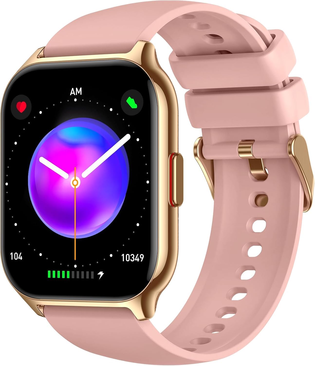 Smart Watch for Men Women, 2.01" HD Display Fitness Tracker with 107+ Sports Heart Rate Blood Pressure Blood Oxygen Sleep Monitor, IP68 Waterproof Smartwatch Compatible with Android iOS Phone (Pink)