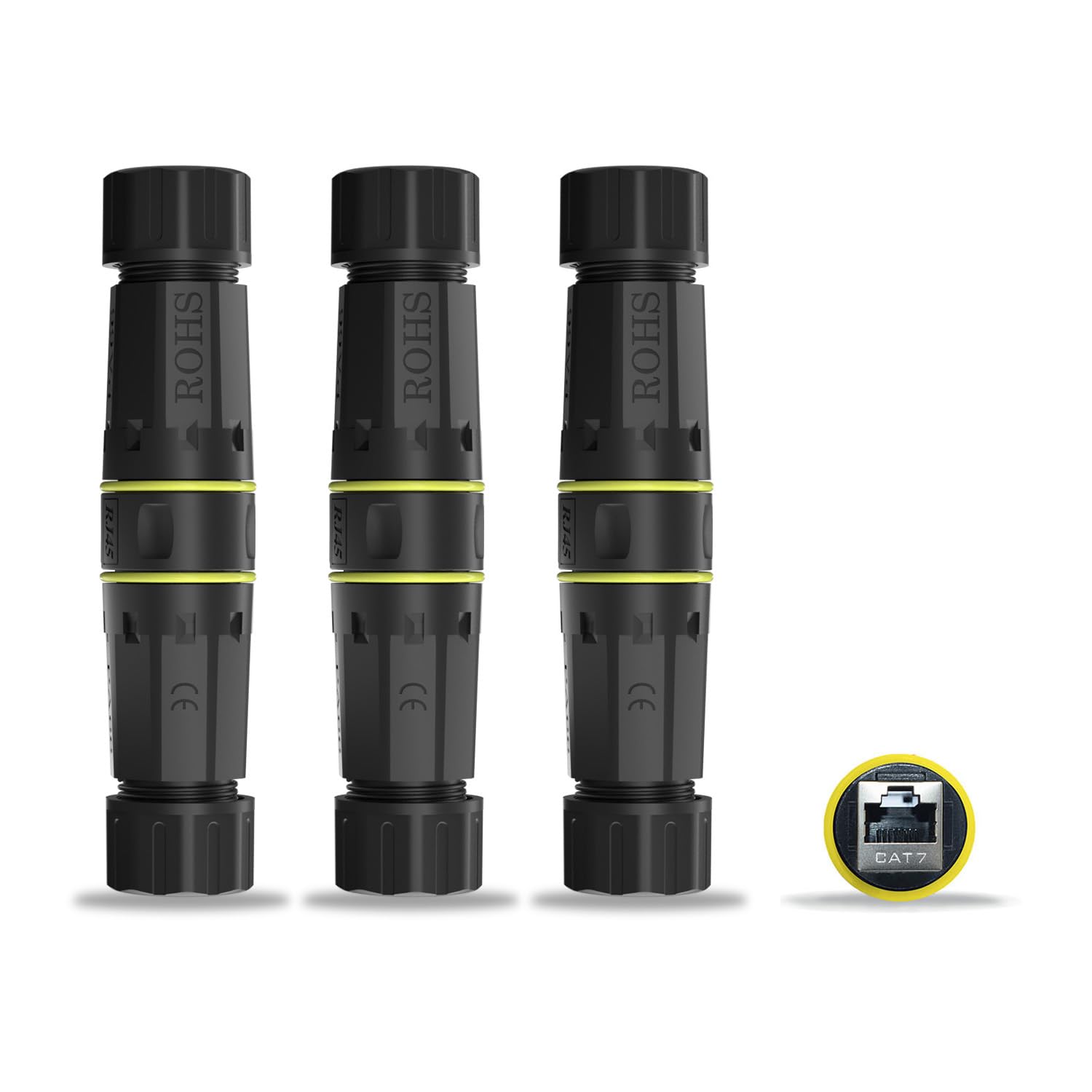 Coupleur RJ45 étanche IP68, coupleur Ethernet en cuivre pur blindé, connecteur LAN extérieur étanche IP68 pour câble Ethernet Starlink/Cat5/Cat6/Cat6A/Cat7 (3 pièces femelles)