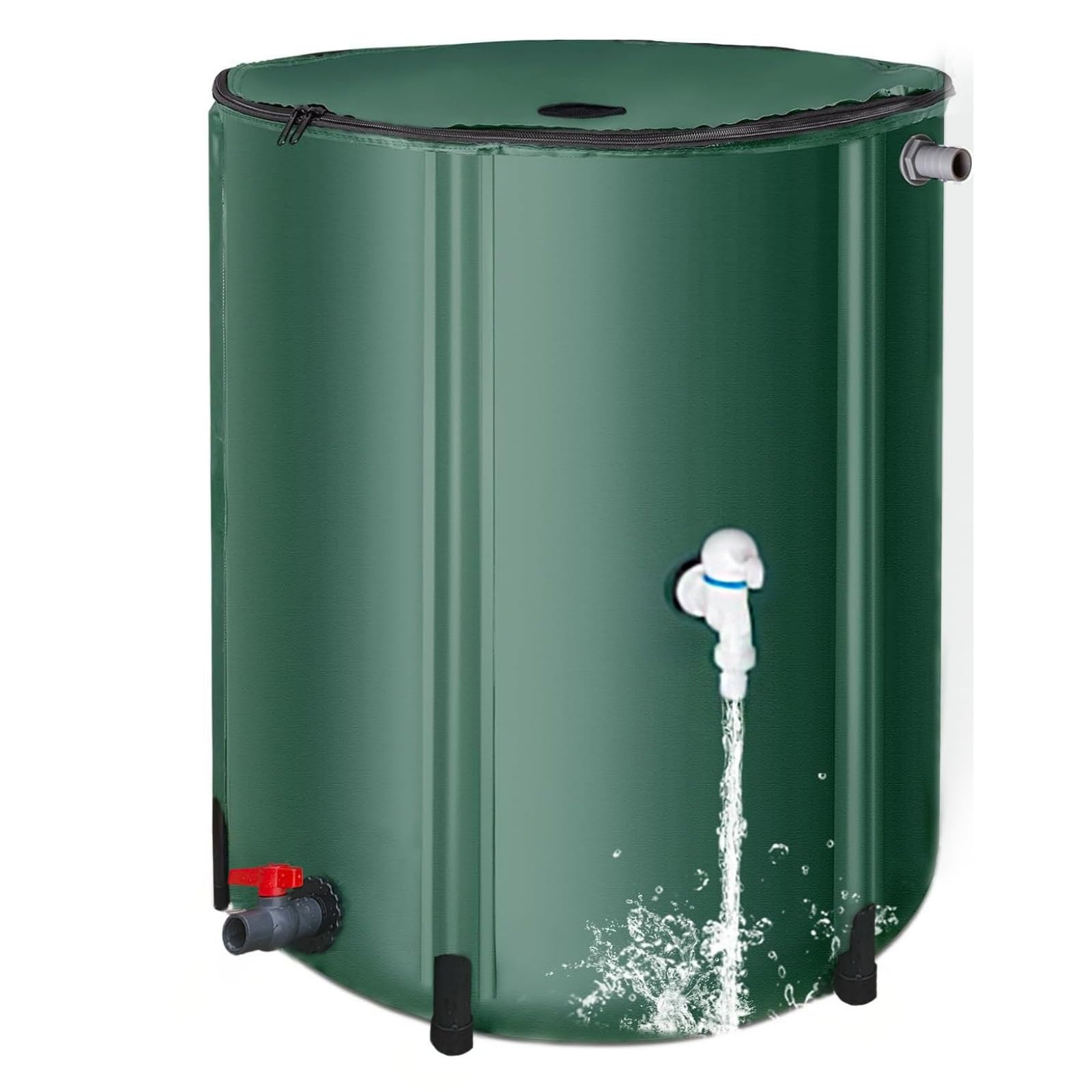 Serbatoio Acqua Piovana Pieghevole 500L 1000L Verde | Cisterna Raccolta con Rubinetto Superiore e Scarico Inferiore, Contenitore Portatile per Giardino, Irrigazione e Campeggio(264 gallons/1000 L)