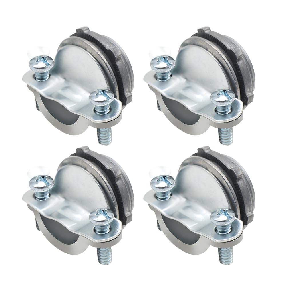 MAKERELE 4-Pack UL Listed 1/2 Inch Clamp Type Cable Connectors - Zinc Alloy for Metallic Conduit - Premium Zinc Die-cast Connectors for Secure Cable