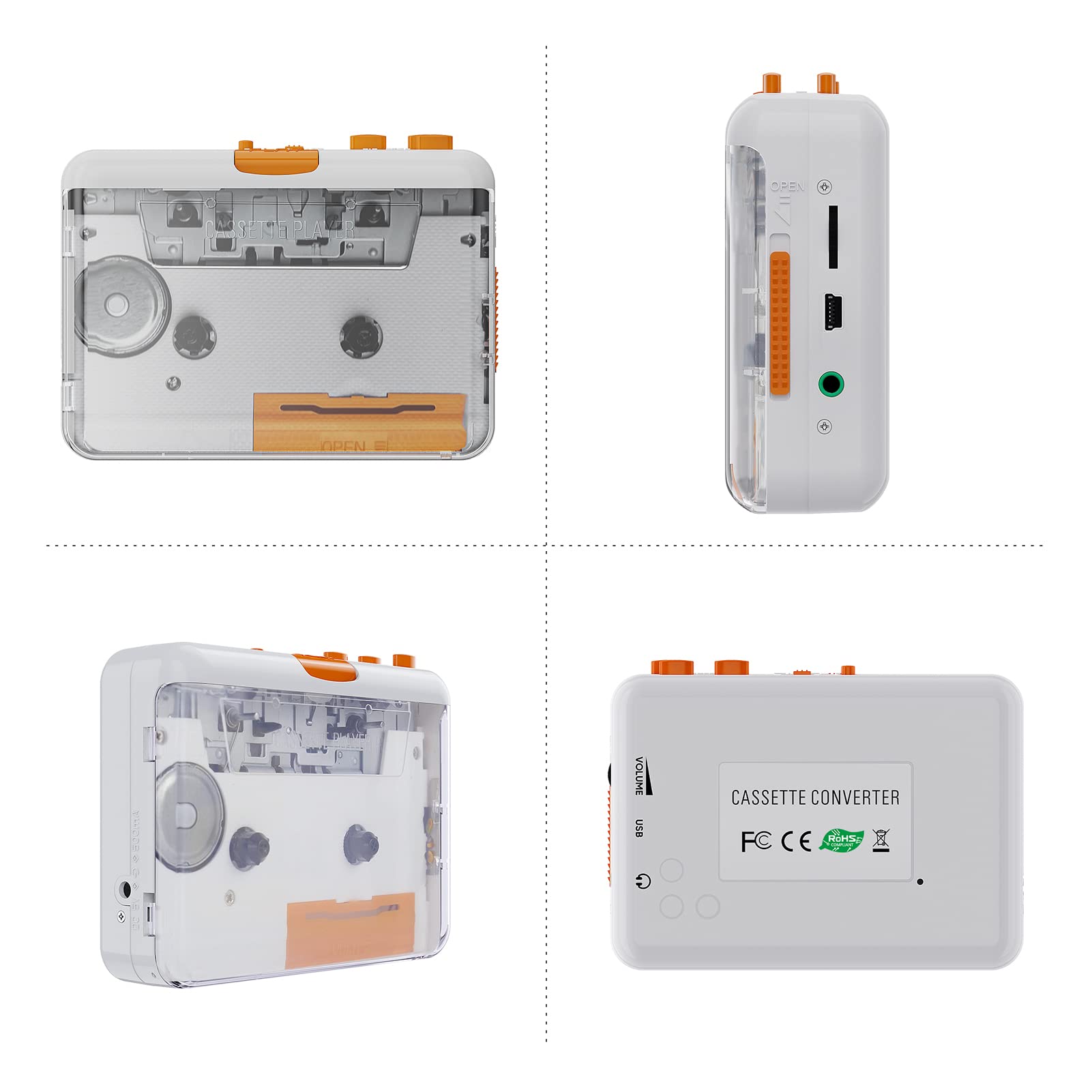 Docooler Reproductor de Cassette portátil – Cassette a MP3/CD grabadora a través de USB Compatible con portátiles y PC, 218SP Cassette Tape Tape a MP3 Converter Grabador vía PC Cassette Tape Player