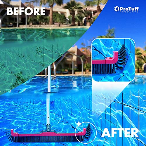 Truly Unlimited Free Replacement Protuff Heavy Duty Pool Brush Head For Inground Pools - 22" Wide Adjustable Swimming Pool Cleaning Brush Bests Other Pool Brushes For Cleaning Pool Walls & Corners #TOP6