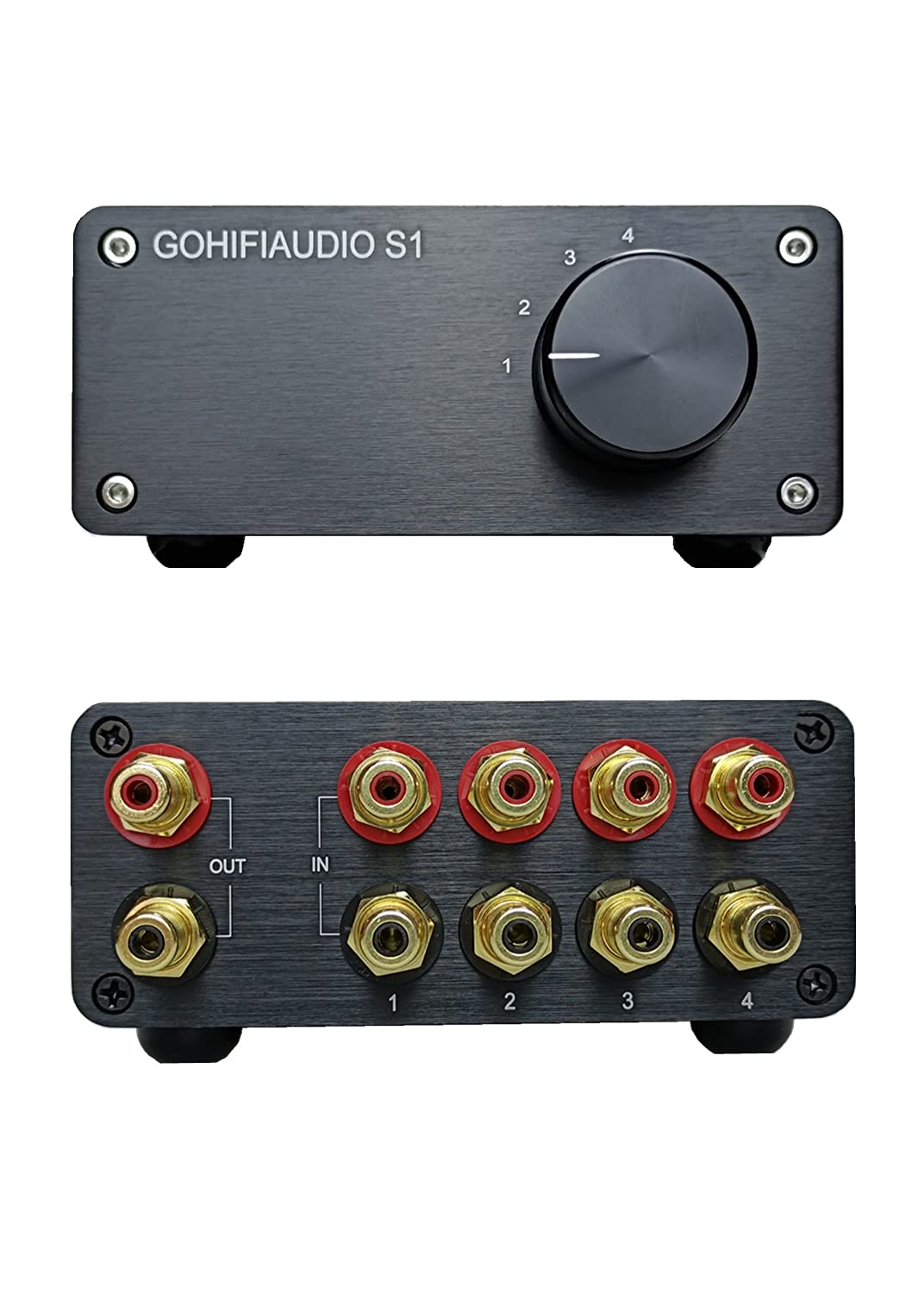 RCA Switch Stereo 4 in 1 Out Audio Signal Source Switcher HiFi Input Selector Splitter Box