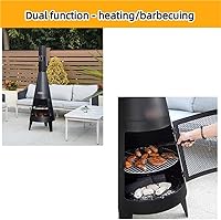 Vista 7 de Chiminea moderna chimenea al aire libre con chimenea, hoguera de acero laminado en frío con puerta de malla, chimenea para calefacción y cocina