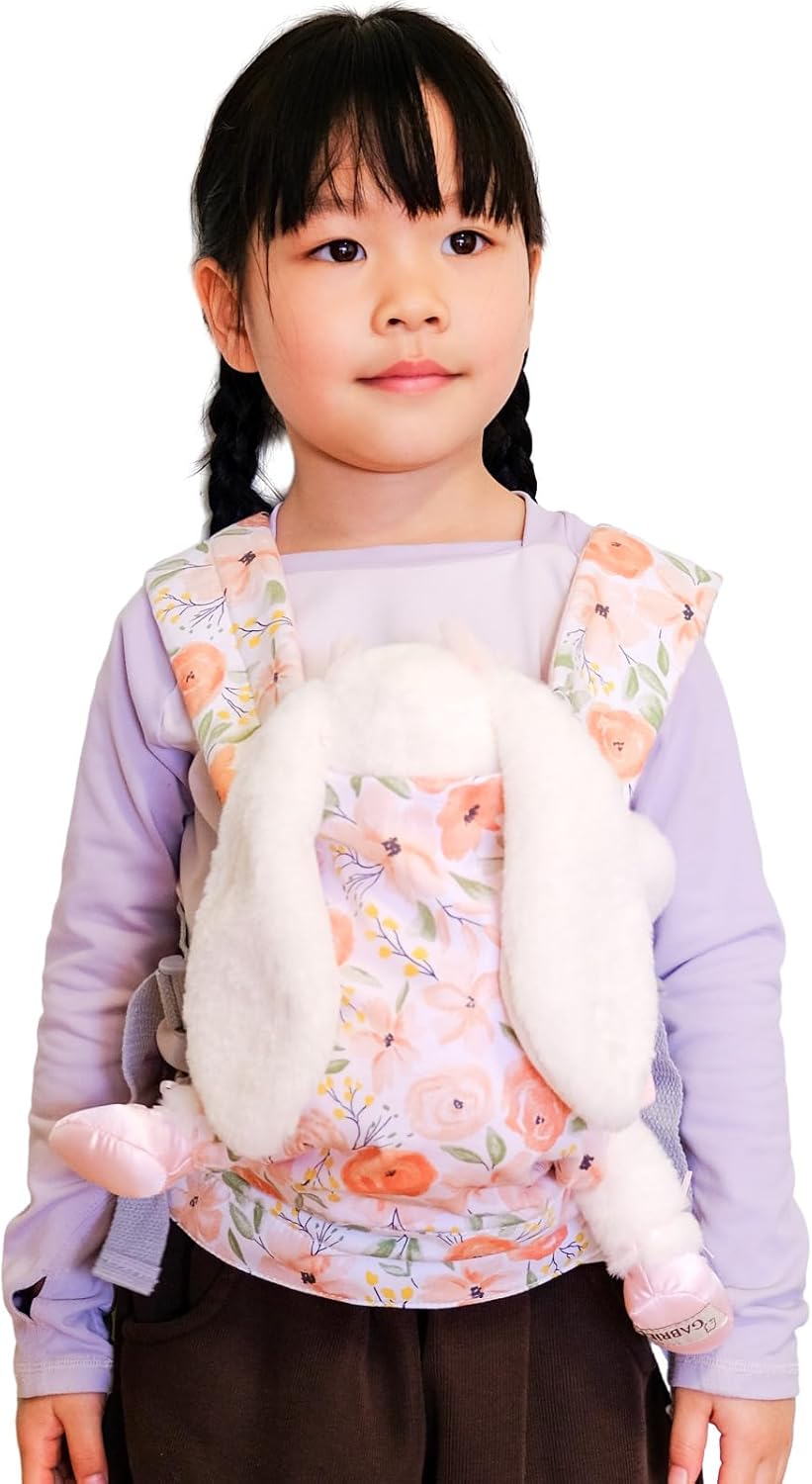 Baby Doll Carrier, Adjustable Doll Carrier for Little Girls, Front & Back Wear, Made with Soft Fabric, Fits Dolls & Stuffed Animals up to 20 Inches, Wildflower, WoodlandAnimal