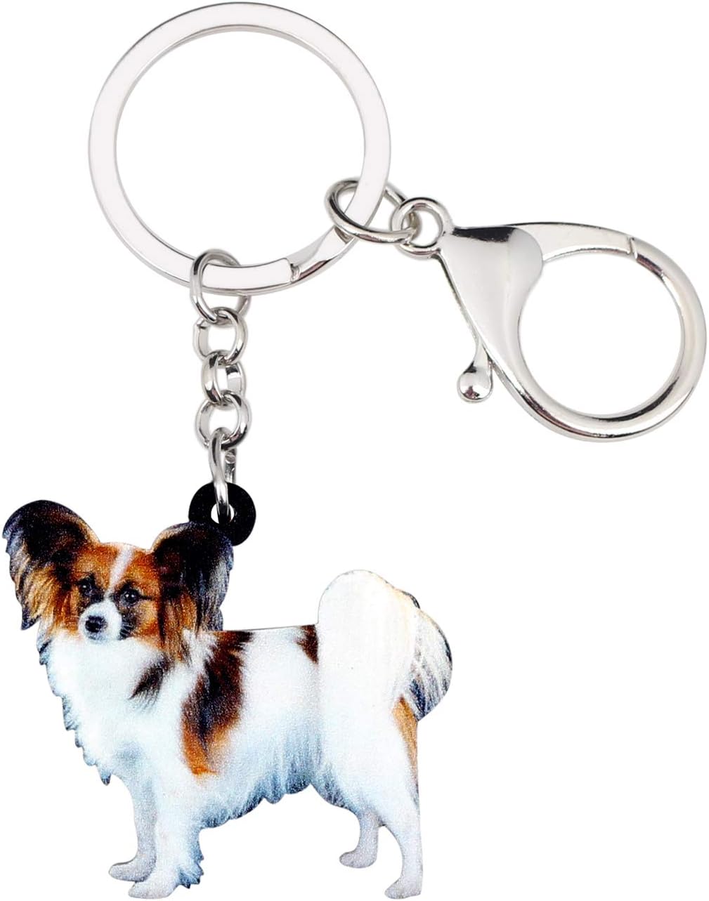 Acrylic Papillon Dog Keychain Accessories For Women Girls Handbag Car Wallet Charms