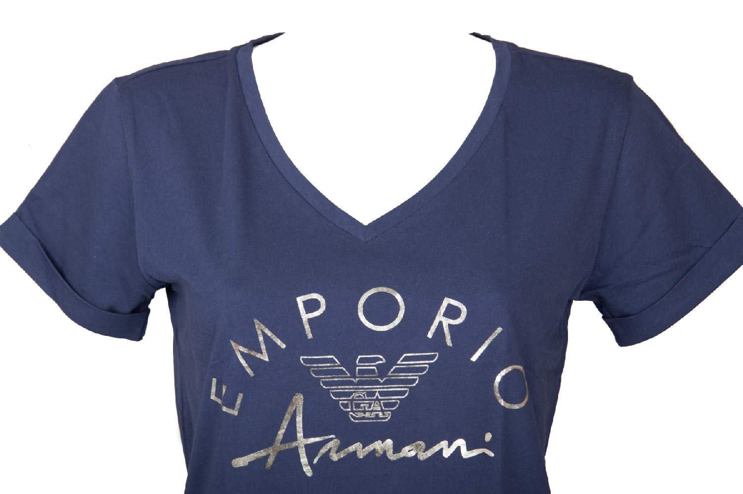 Emporio Armani Camiseta Camiseta Mujer Escote en V Manga Corta algodón artículo 164334 0P291