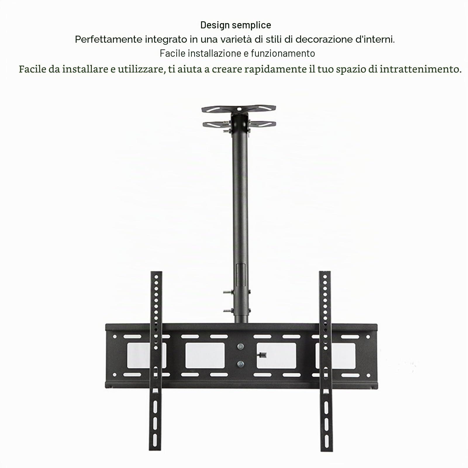 Supporto TV da Soffitto per Display a Schermo Piatto da 32 a 85 Pollici, Staffa di Montaggio TV Regolabile, Staffa TV Girevole a 360 Gradi e Inclinabile a 90 Gradi