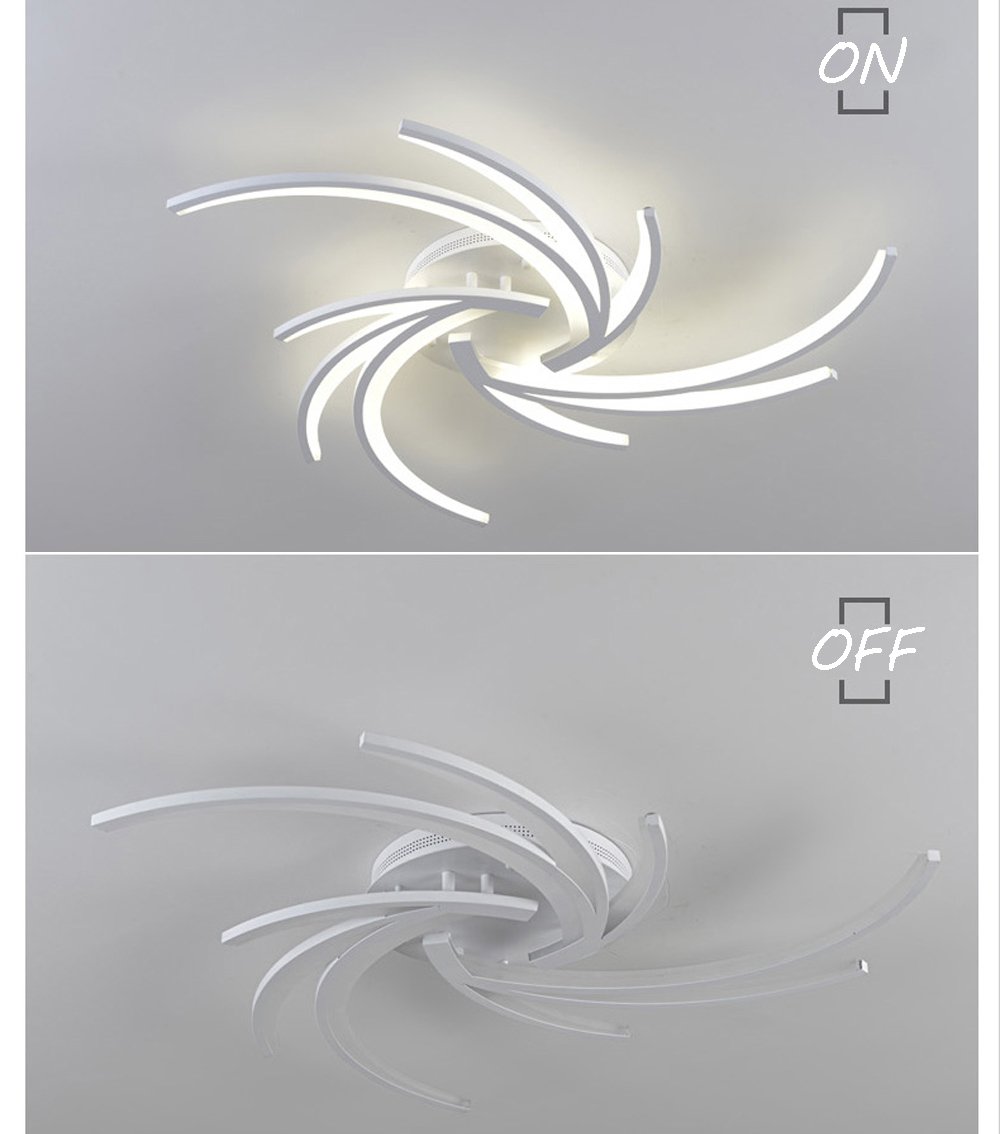 Eurotondisplay Plafonnier LED 2042WJ-5 - Avec Télécommande - Couleur De La Lumière/luminosité Réglable - Abat-jour En Acrylique - Cadre En Métal Laqué Blanc