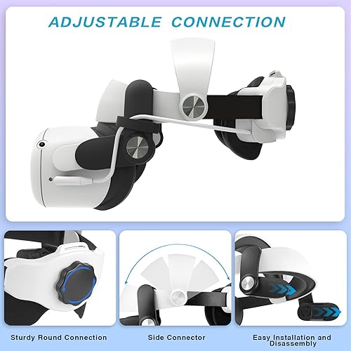 Miniatura 5 de NEWENMO Correa Elite mejorada con batería para Quest 2 5300 mAh para Quest 2 paquete de baterías correa para la cabeza en realidad virtual para