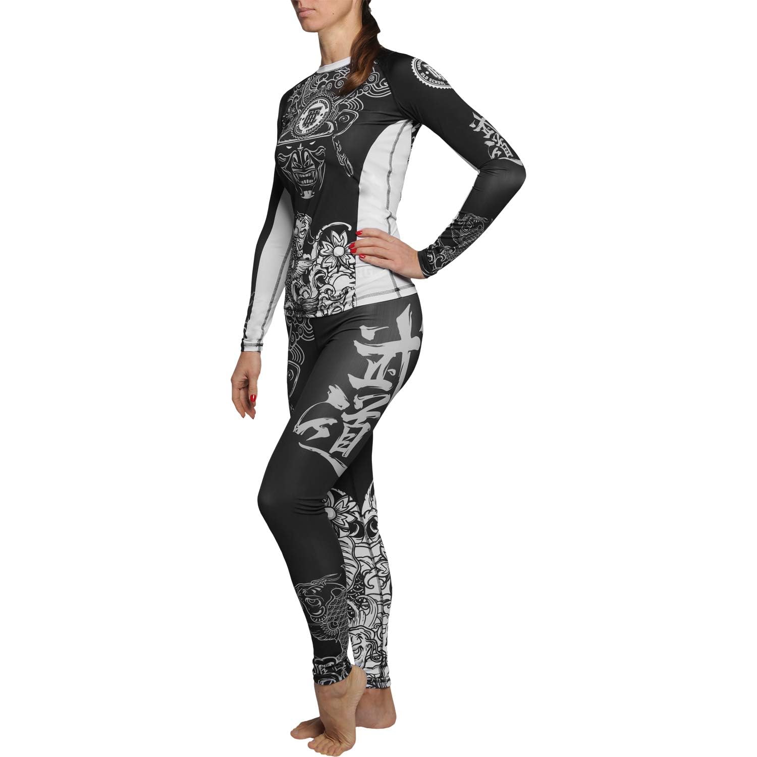 Hardcore Training Leggings Women Legginsy Kobiety Spodnie Kompresyjne Damskie Siłownia Fitness Joga (DE/NL/SE/PL, Alfa, 3XL, Regularny, Regularny, Czarno Biały)