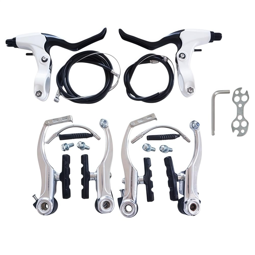 Fahrrad-V-Brake-Kit, universelles Bremsystem für Vorder- und Hinterrad, bestehend aus Bremshebeln, Bremssätteln, Bremszügen und Bremsbelägen.