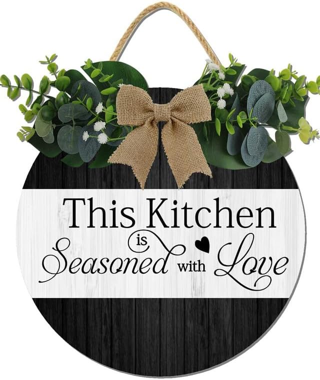 Miniatura 11 de Letreros de cocina, decoración de pared, reglas de cocina, letrero redondo rústico de madera, para el hogar, oficina, tienda o restaurante