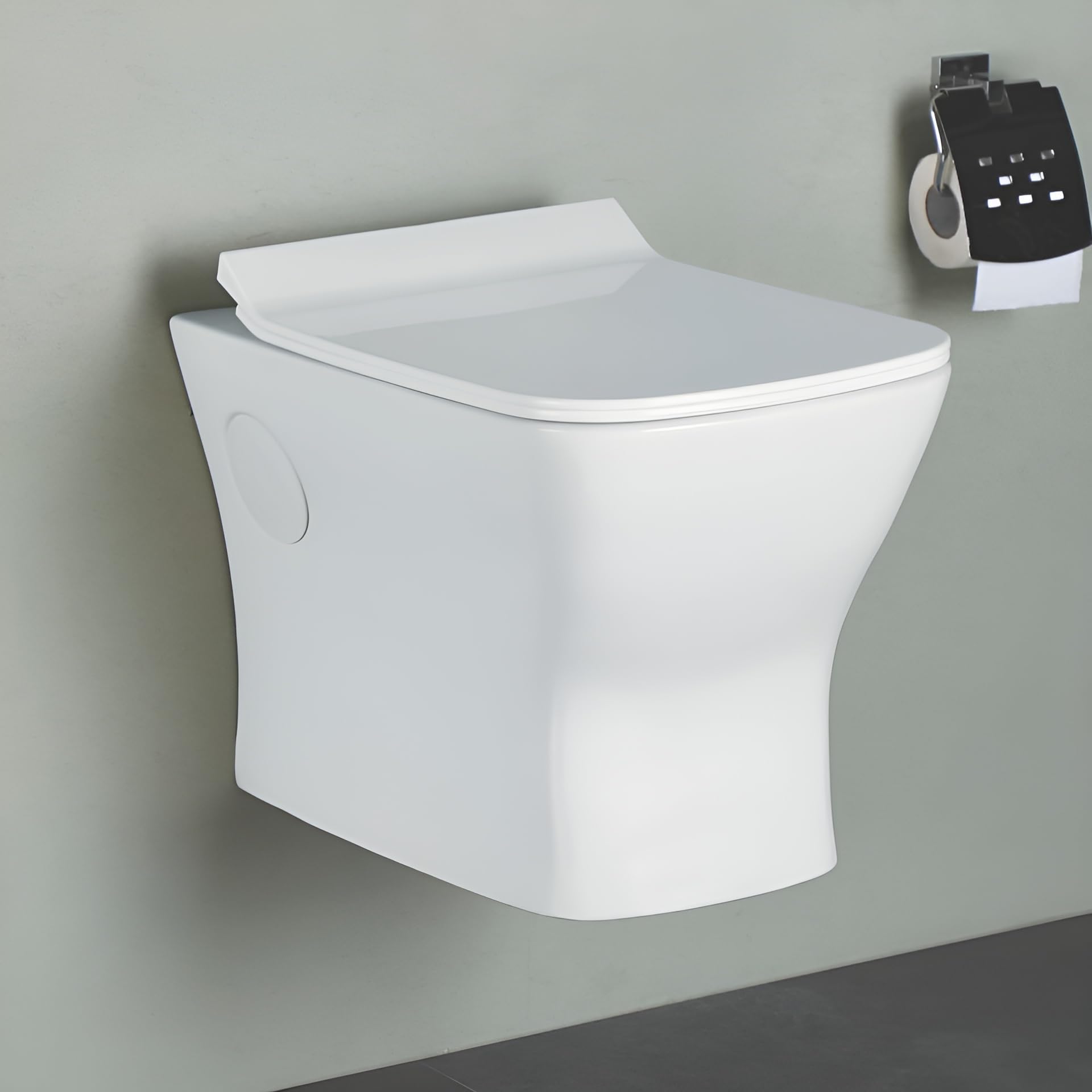 JABON BAGNO SIMON Ceramic Wall Hung Western Toilet/Commode with Water Closet, Soft Close Toilet Seat, P Trap, White (SIMON)