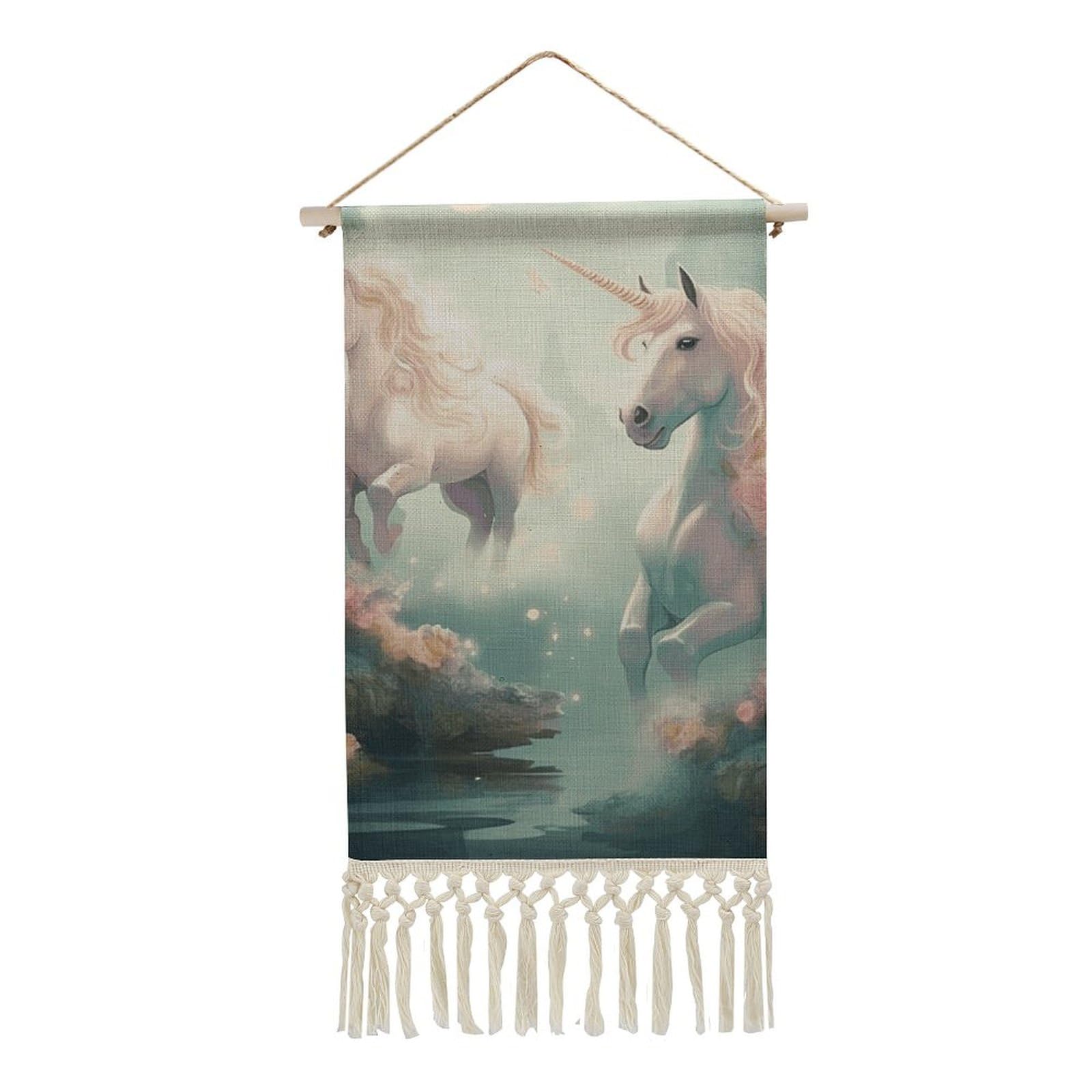 Ghenblt Style Unicorns Vertical Wall Tapestry With Tassel Aesthetic Tapestry Wall Hanging Vintage Long Tapestries Funny