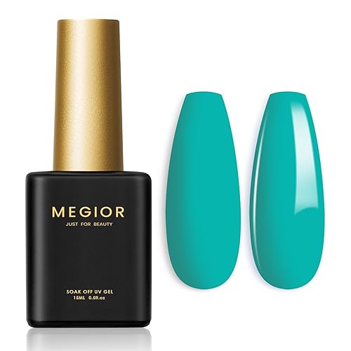 MEGIOR Esmalte de uñas de gel verde de 0.5 onzas líquidas, esmalte de uñas de gel profundo Oceanside para lámpara de uñas LED UV, esmalte de uñas de