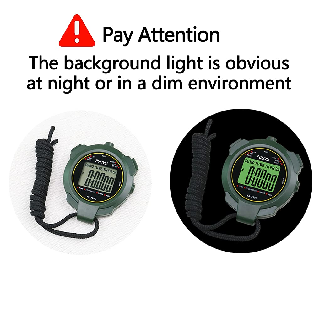 Buy PULIVIA Sports Stopwatch Timer Lap Split Memory Stopwatch with Countdown Timer 12/24 Hour