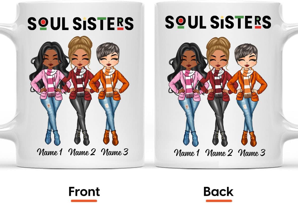 ORIWAVE Sistas, Personalized Mug, Birthday & Christmas Gift For Sista, Sister, Soul Sister, Best Friend, BFF, Bestie, Friend Gifts on Birthday, Christmas Ceramic Coffee Mug 11oz 15oz Coffee Mug…