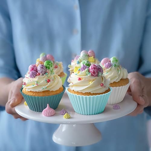 Miniatura 6 de Forros de silicona para cupcakes, paquete de 36 tazas reutilizables para hornear muffins, antiadherentes, 3 formas, moldes de pastelería para