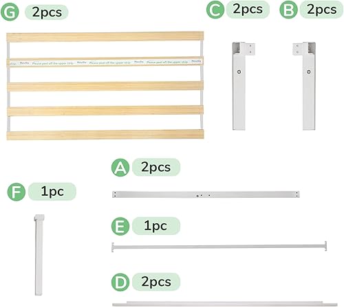 Miniatura 9 de Novilla Marco de cama individual sin cabecero, marco de cama de plataforma de metal, no necesita somier, resistente, soporte de listones de madera,