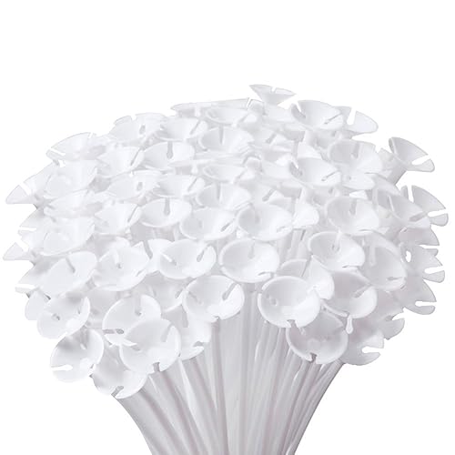 Miniatura 1 de 1 paquete (100 unidades) de plástico blanco para globos de seguridad con tazas para bodas, fiestas, vacaciones, decoración de aniversario (blanco)