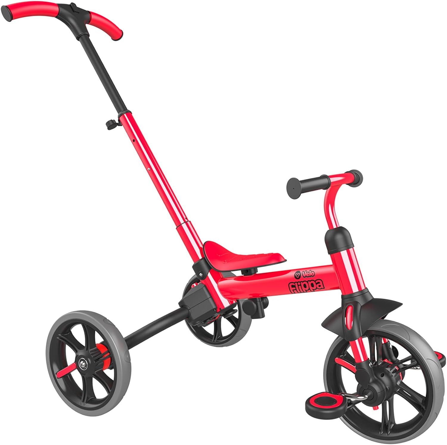Yvolution 3 in 1 Toddler Trike Y Velo Flippa Push Tricycle Toddler Balance Bike with Parent Steering Push Handle for Boys Girls 2-5 Years Old