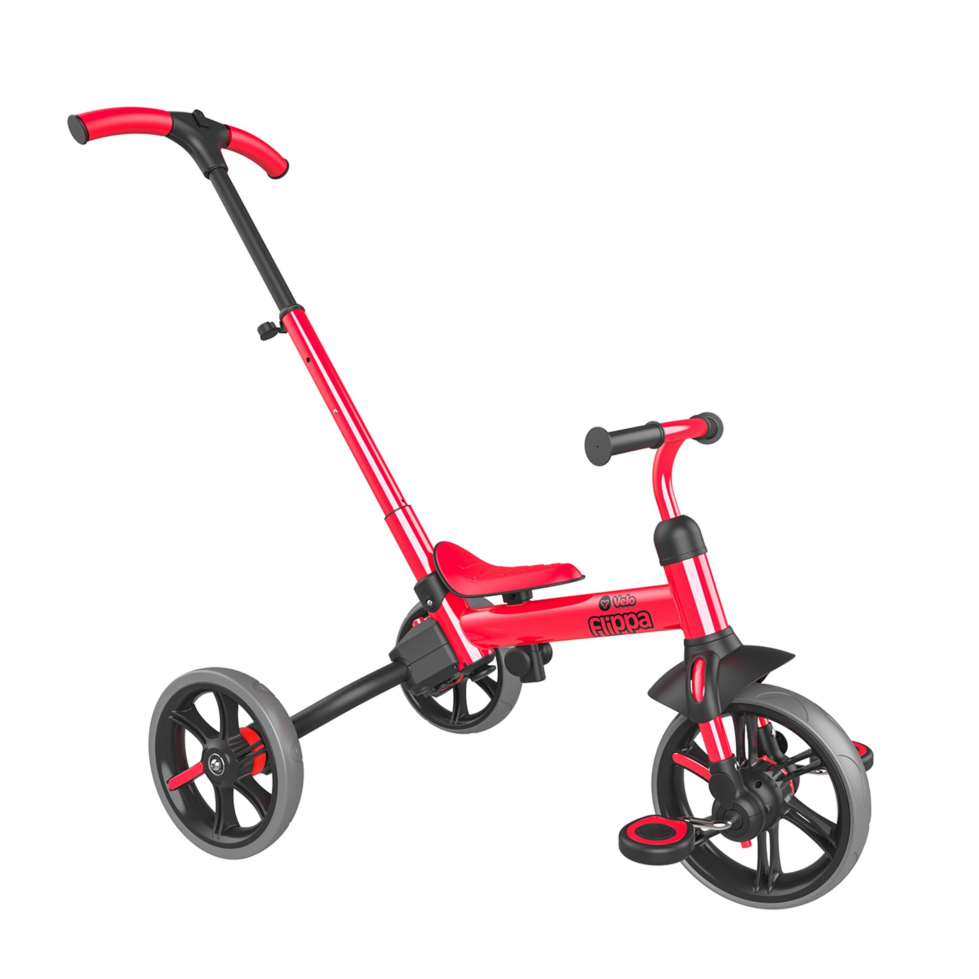 Yvolution 3 in 1 Toddler Trike Y Velo Flippa Push Tricycle Toddler Balance Bike with Parent Steering Push Handle for Boys Girls 2-5 Years Old