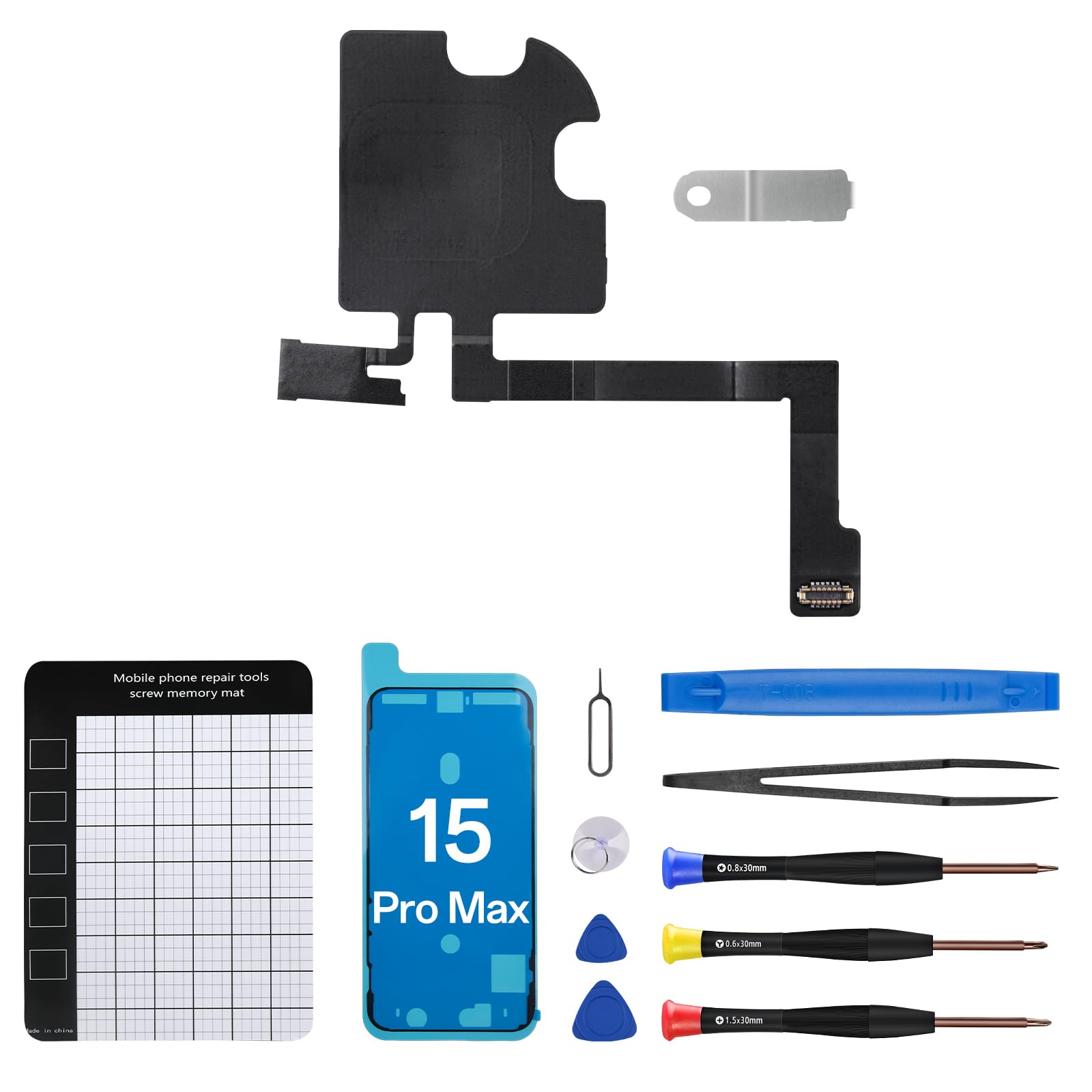 CYKJGS for iPhone 15 Pro Max Earpiece Ear Speaker Flex Cable Replacement for iPhone 15ProMax Front Speaker Ambient Light Sensor Flex Cable with Full