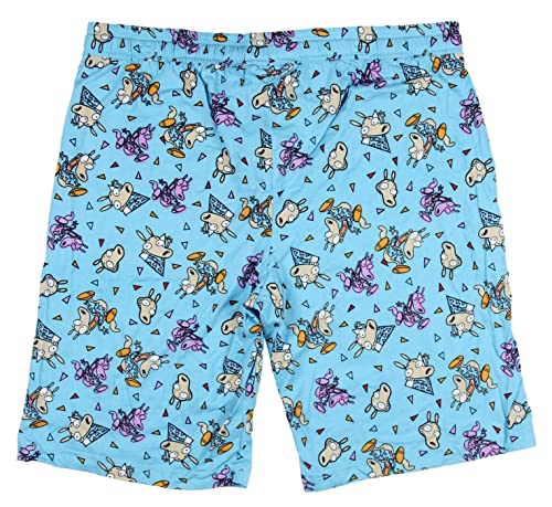 Bioworld Men's Nickelodeon Rewind Rocko's Modern Life Lounge Sleep Shorts (Small) Blue2