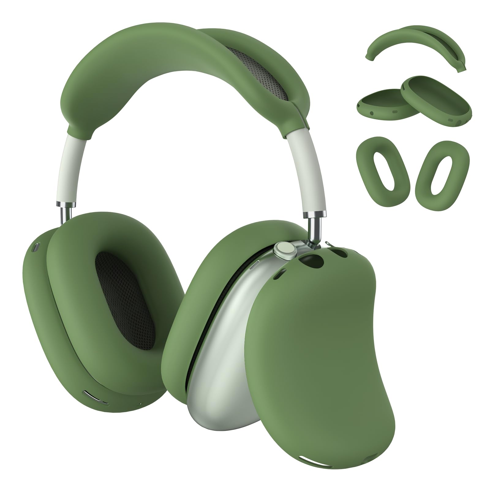 Vancle Case for AirPods Max Headphones, Soft Silicone Anti-Scratch Ear Cups/Ear Pad/Headband Cover for Apple AirPods Max (Green)