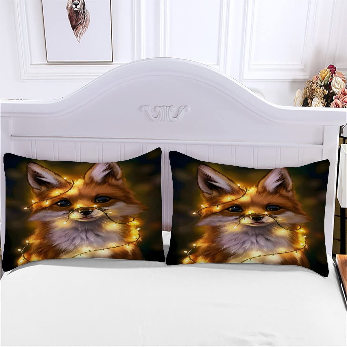 Piumino Singolo 135x200 Con Federa 80x80 Per Bambini - Morbido Microfibra Con Stampa 3D Volpe, Biancheria Letto Kawaii