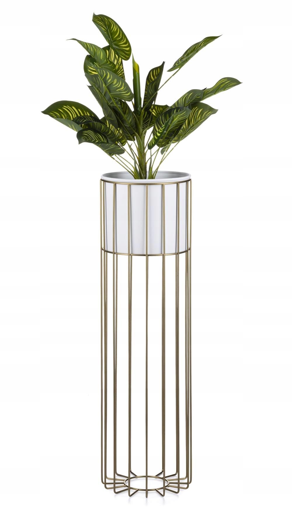 Złoto biały kwietnik metalowy stojący 70 cm LOFT