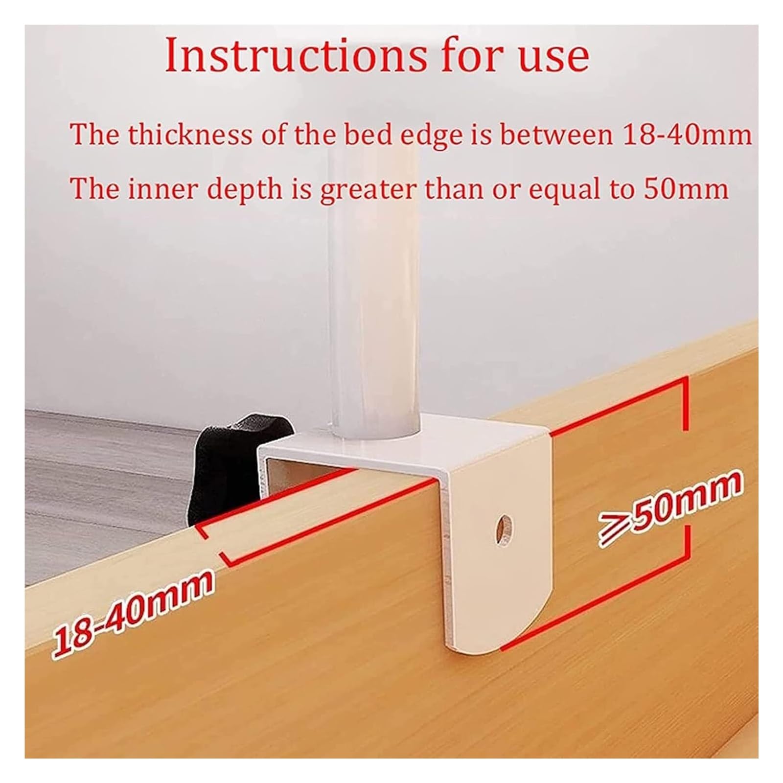 Barandillas de Cama Ajustables for Adultos Mayores, barandilla de Seguridad for Cama, Barra de Soporte, Protector anticaídas, manija de Transferencia.(White,46 * 30cm)