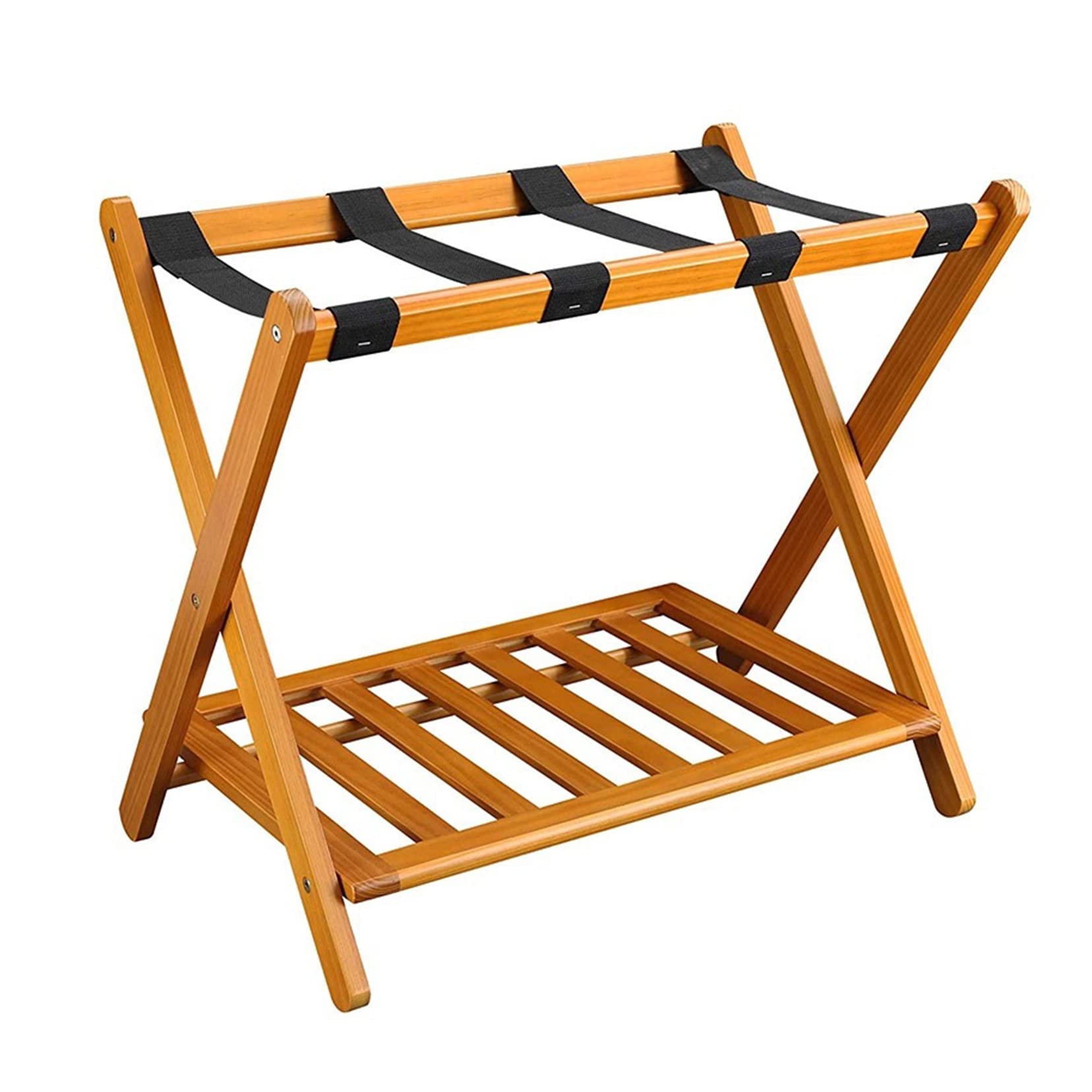 Porte-bagages de chambre pliable en bois avec support valise extra-large