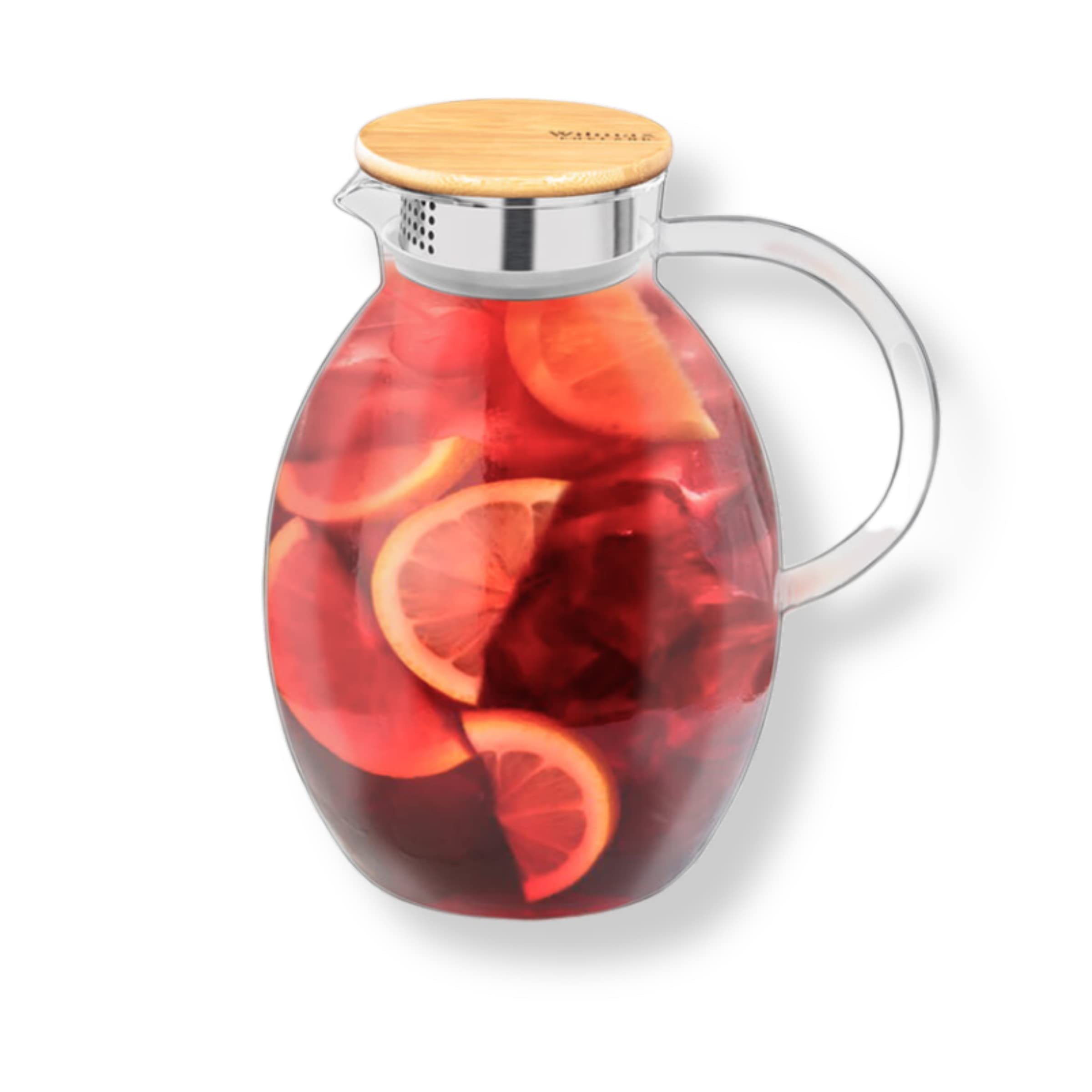 Wilmax Glaskrug 2,4L mit 6 Wassergläser 530ml im Set | Getränkeset | Wasserkrug für Saft, Wasser, Eistee, Milch | Glaskaraffe | Wasserkanne | Spülmaschinenfest | Glaskanne | Transparent
