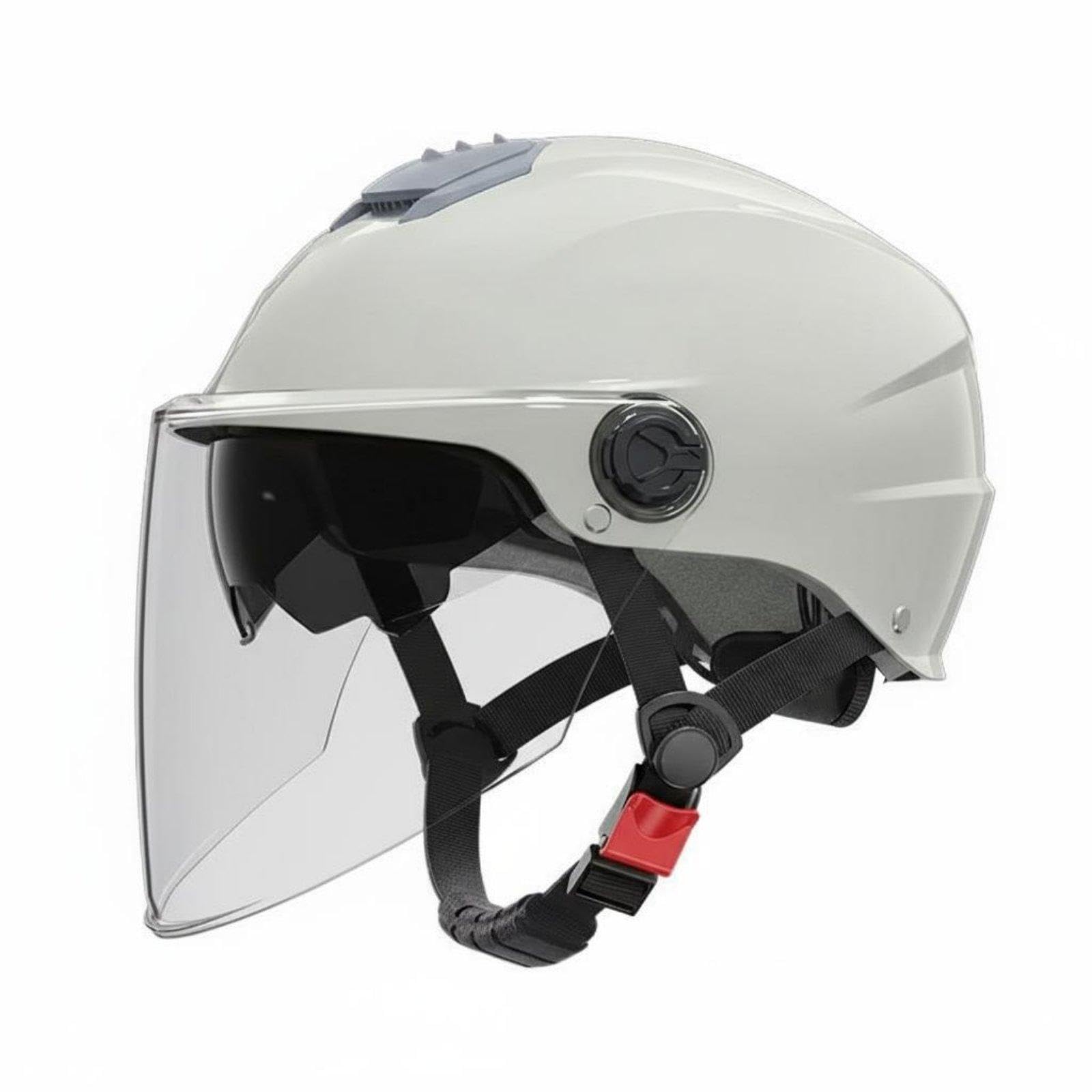Double Visor Helmet Sun Protection Electric Bike Helmet Breathable Guarding Headwear for Motorcyclists Riders, City Driving, Outdoor, Traveling Gray Hd Lens-image-24
