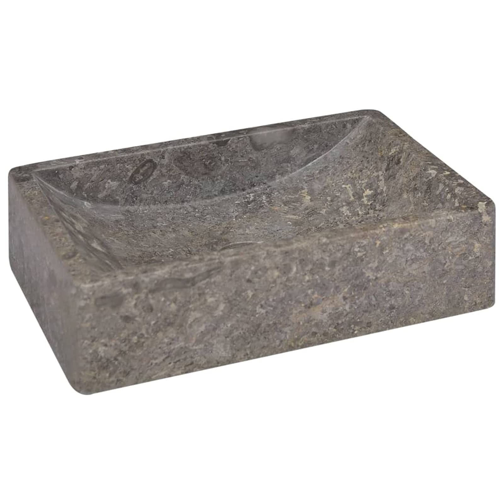 Lavabo de mármol Gris con Brillo 45x30x12 cm Lavabo sobre Encimera Lavabo Piedra