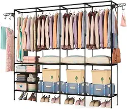 Guarda Roupa Portátil Arara Cabideiro Sapateira Organizador 4 Colunas