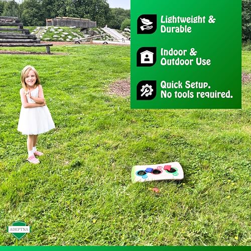 ADEPTNA Bean Bag Toss Garden Game Set Wooden Cornhole Board with 6 Bean Bags Indoor Outdoor Carnival Toss Game for Kids Portable Holiday Party Game, Summer Backyard Fun, Birthday Party Supplies - Image 3