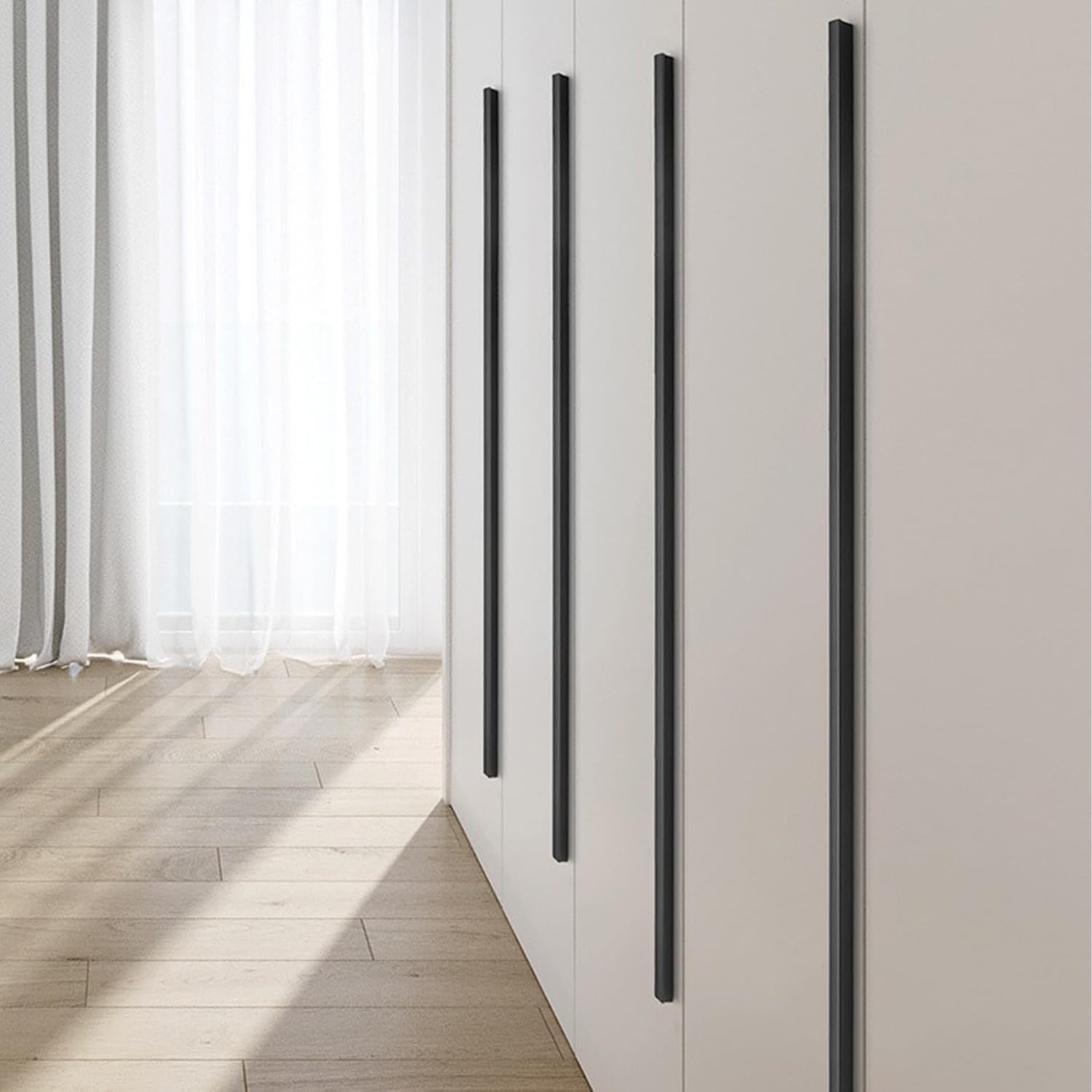 Küchengriffe Schwarz für Schränke, Lochabstand 320 mm, Moderne Schubladengriffe, Black, Overall Length:1200mm/47.2in