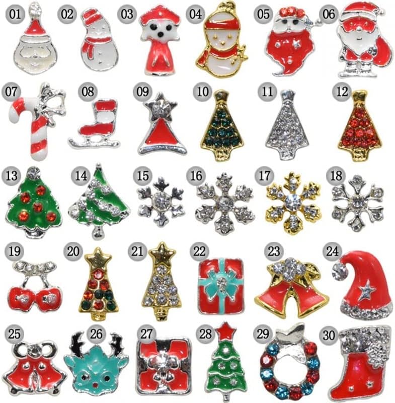 100pcs Christmas Nail Art Charms Village Winter Holiday Beads - Santa Claus, Reindeer, Wreath, Christmas Tree Nail Supplies SD