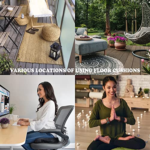 Image of HOME COLORS.IN Cotton Floor Cushion Square Chair Pad Seat Cushion for Living Room, Bedroom, Balcony Seating, Car Seat, Office Chair, Sofa & Meditation - 50x50x10 cm - Grey