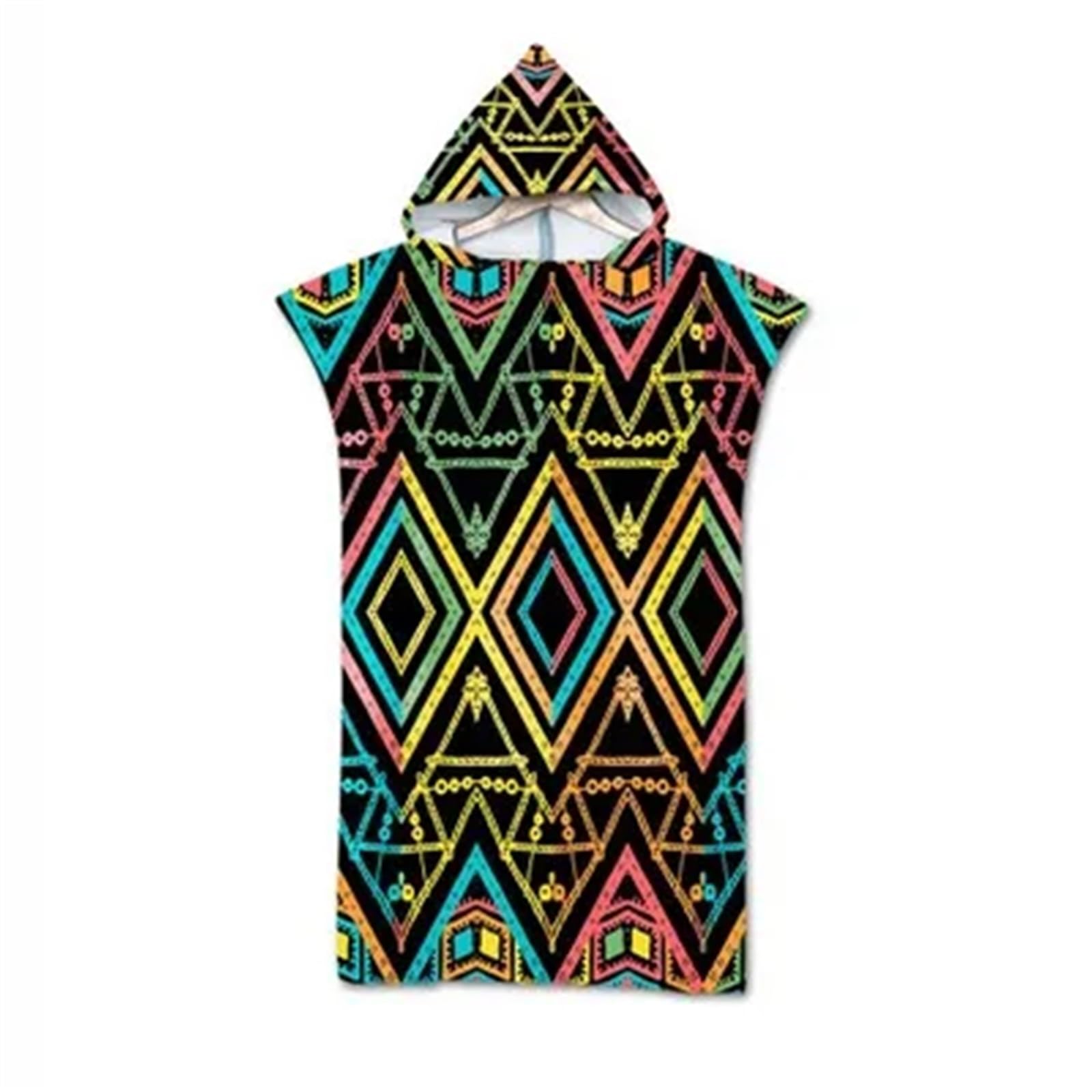 Poncho de Toalla baño con Capucha for Adultos y niños, Bata cambiante, Playa for Nadar, Poncho Surf, Ropa para Playa y Deportes acuáticos(Black Yellow)