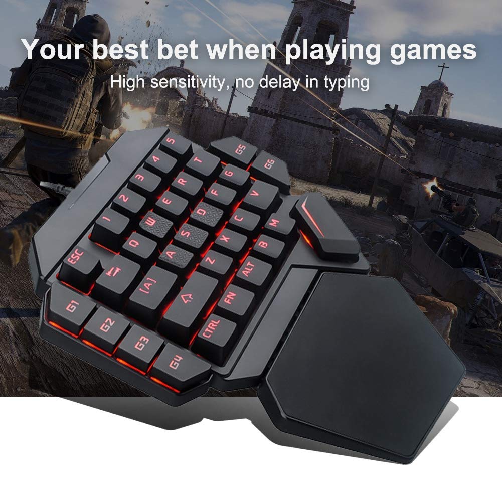 Diyeeni Tastiera meccanica a una mano, tastiera da gioco RGB 35 tasti interruttore blu, tastiera da gioco cablata USB per laptop PC Pro Gamer